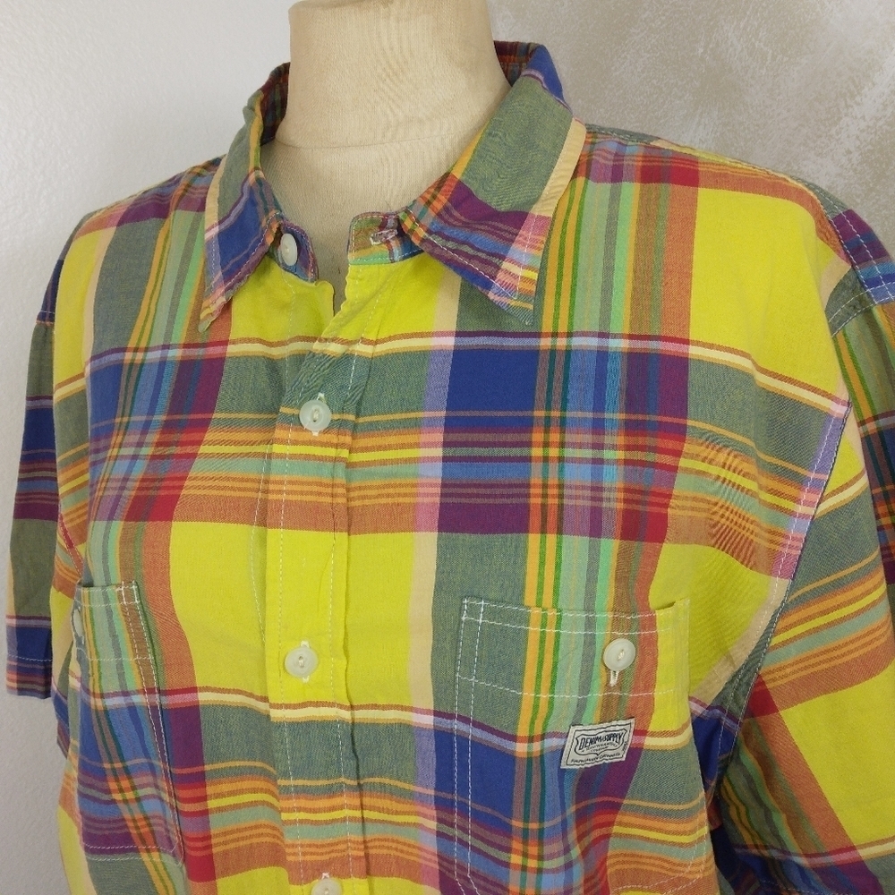 Denim & Supply Ralph Lauren yellow plaid short sleeve button shirt casual XXL - Picture 2 of 9